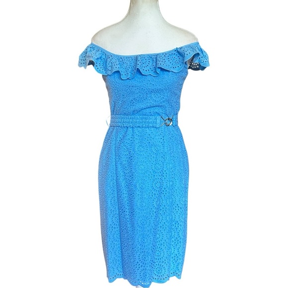 Lilly Pulitzer Ryann Eyelet Shift Dress Sleeveless Sundress with Flutter Sleeves - Picture 9 of 12